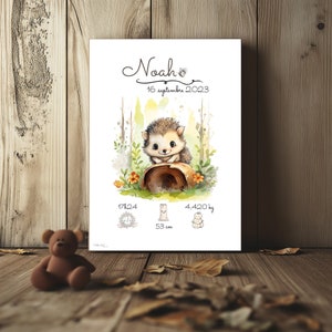 Personalized birth poster - Hedgehog