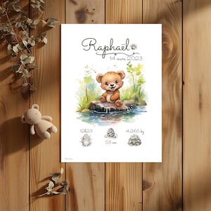 Poster de nascimento personalizado - Urso
