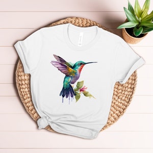 Elegant Hummingbird T-shirt: Perfect Nature-Inspired Gift for Bird Lovers, Hummingbird Shirt, Watercolor Birds T-shirt, Nature Tee
