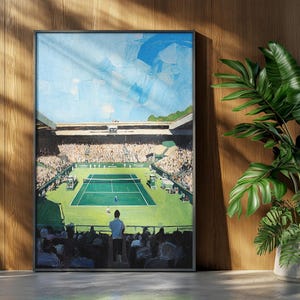Center Court Glory – Contemporary Wimbledon Tennis Painting Print from Spectator’s View