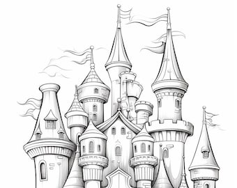 Enchanted Castles: Four Coloring Pages (digital dowloads)