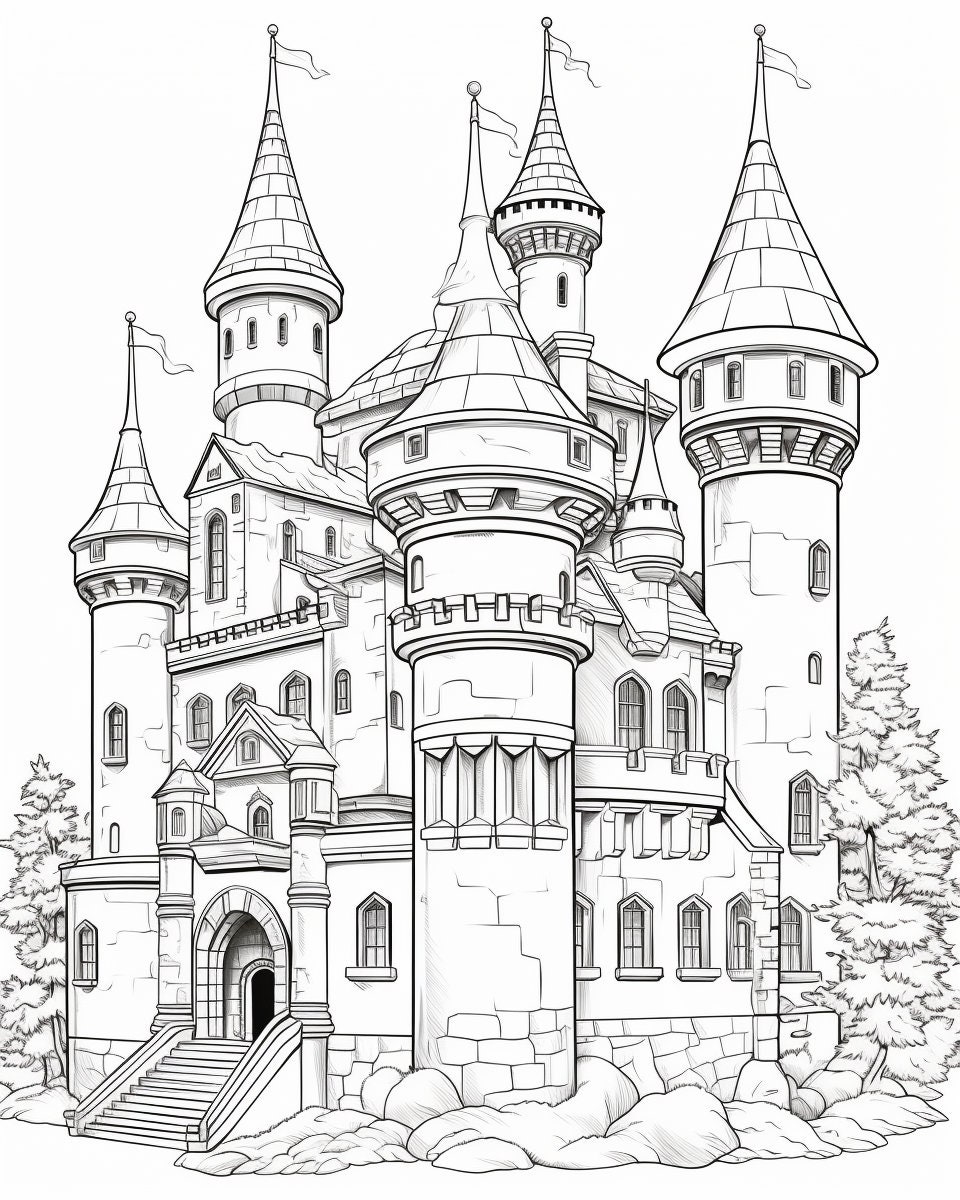 Enchanted Castles: Four Coloring Pages (digital Dowloads) - Etsy