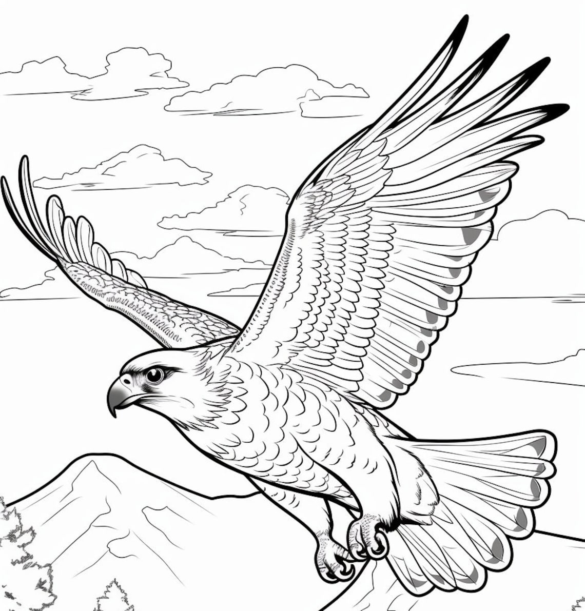 Majestic Peregrine Falcon - 4 Coloring Pages - Etsy