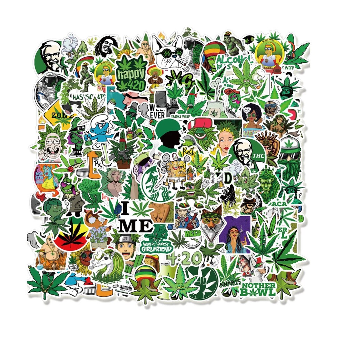 50 Piece Happy Weed Kawaii Decal Stickers With Strong Adhesive Etsy