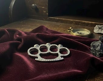 Handmade Rhinestone Skull Pendant | Sparkly Knuckle-Shaped Necklace Charm | Gothic Crystal Pendant | Unique Statement Jewelry