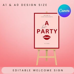 Bachelorette Welcome Sign | Pink and Red Welcome Sign | Love Party Bachelorette Welcome Sign | Printable Template | Editable Template