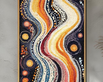 Aboriginal Dot Art Print: Eternal Night Sky, Desert Dreamtime (Digital Download)