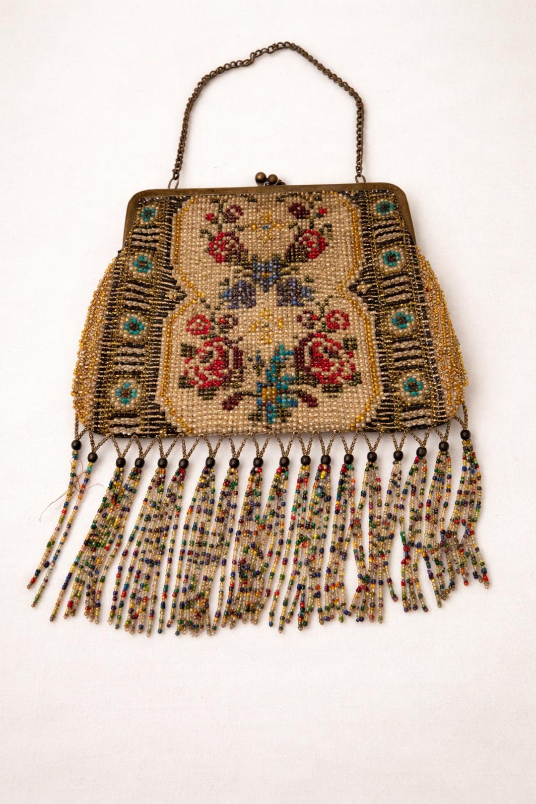 Antique Micro Beaded Purse 1900, Victorian Evening Bag With Fringe ...