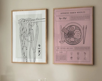 Japanese Vintage Ramen Noodle Canvas Wall Art Posters