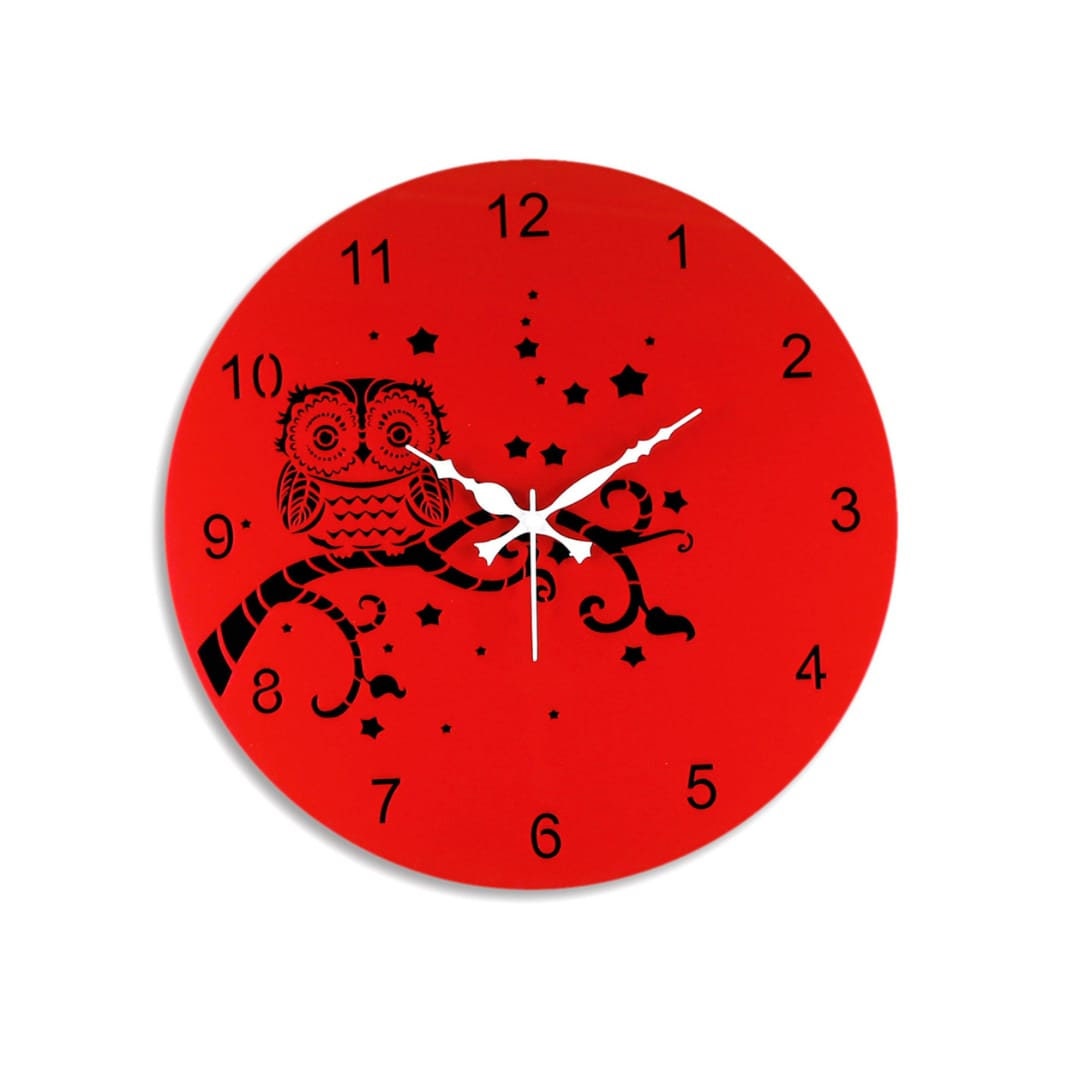 Owl Wall Clock Design Digital Wall Decor Design Wall Clock Etsy