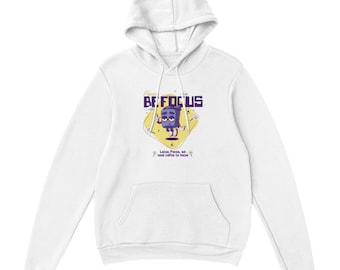 Fokusera på framsidan | Jag är utmattad på baksidan | Short Radish | Premium unisex pulloverhuva | shortradish.com