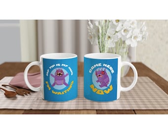 Caneca de cerâmica Monster Graphic de 11 oz - 'Minha gorjeta é meu abraço'