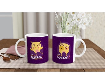 Caneca de coruja cheia de energia - Caneca de café de cerâmica de 11 onças