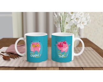Caneca de coruja "Eu faço minhas próprias regras" - Caneca de cerâmica de 11 onças