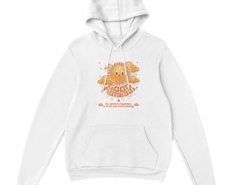 Bom dia na frente | Boa noite nas costas | Rabanete Curto | Pulôver unissex premium com capuz | shortradish.com