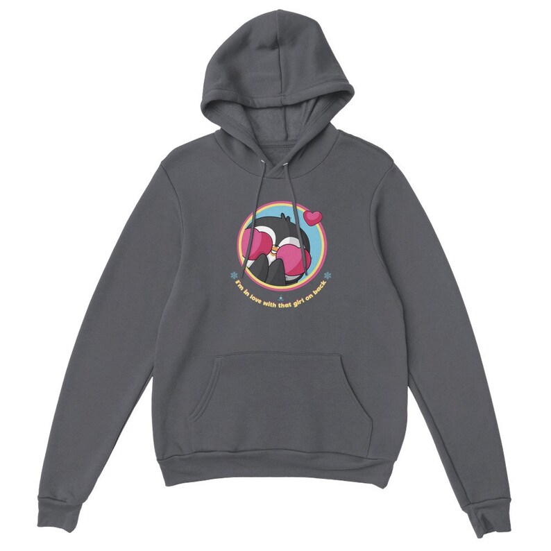 Pingvin i kärlek unisex pulloverhuva Charcoal