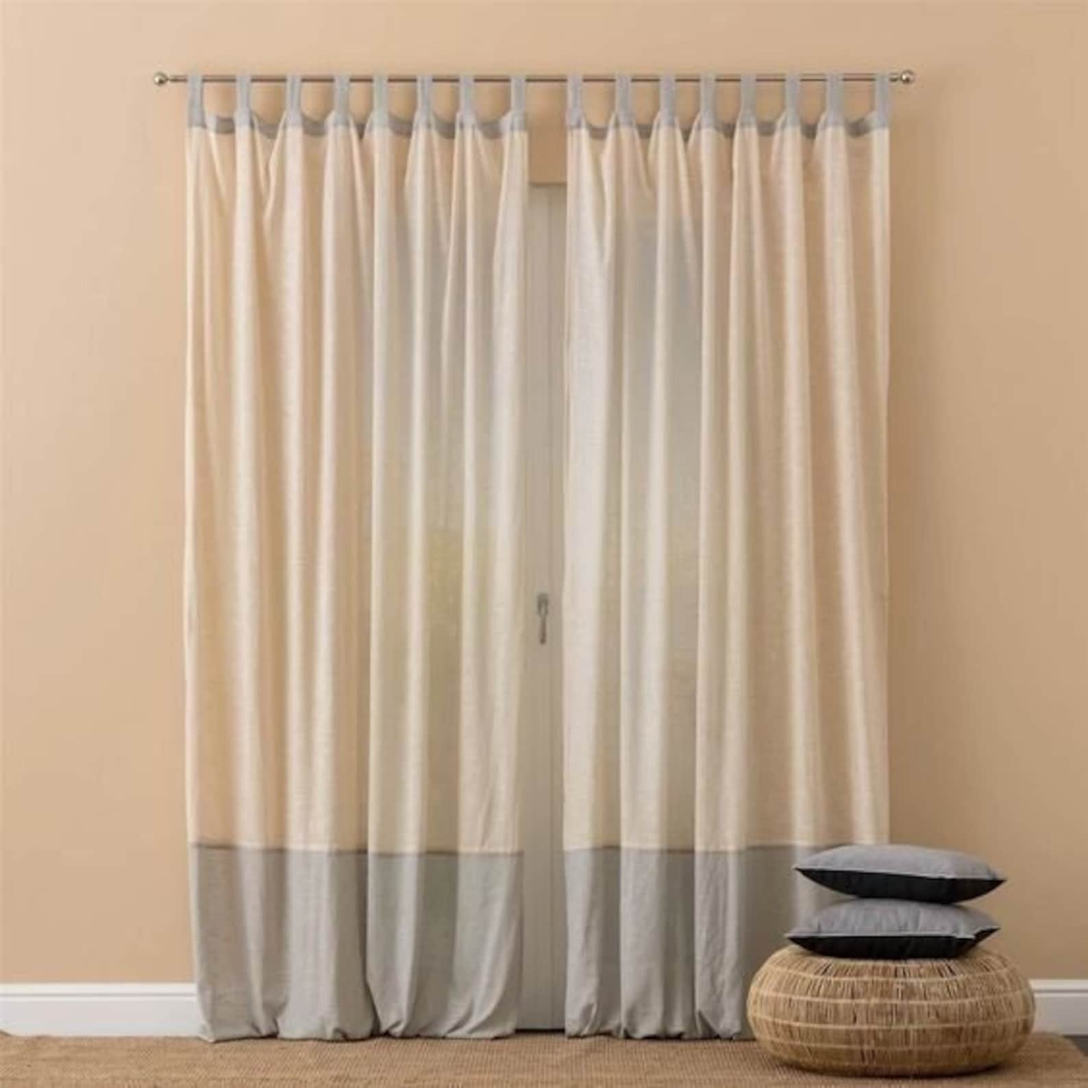 Bohemian Tab Top Linen Curtain Panel Multifunctional Color Etsy