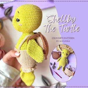 No-Sew Shellby Turtle Crochet Pattern PDF | Amigurumi Dress-Up Turtle with Removable Shell Backpack & Bodysuit, English Polish DIY Plushie