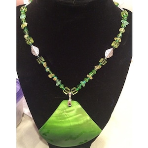 Green Shell Pendant Necklace