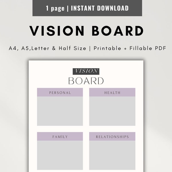 Vision Board Printables Etsy
