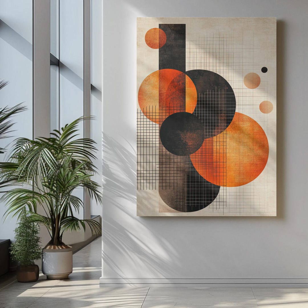 Geometric Abstract Art Print - Bold Circular and Angular Design ...