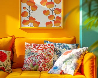 Bright Orange and Yellow Floral Art Print