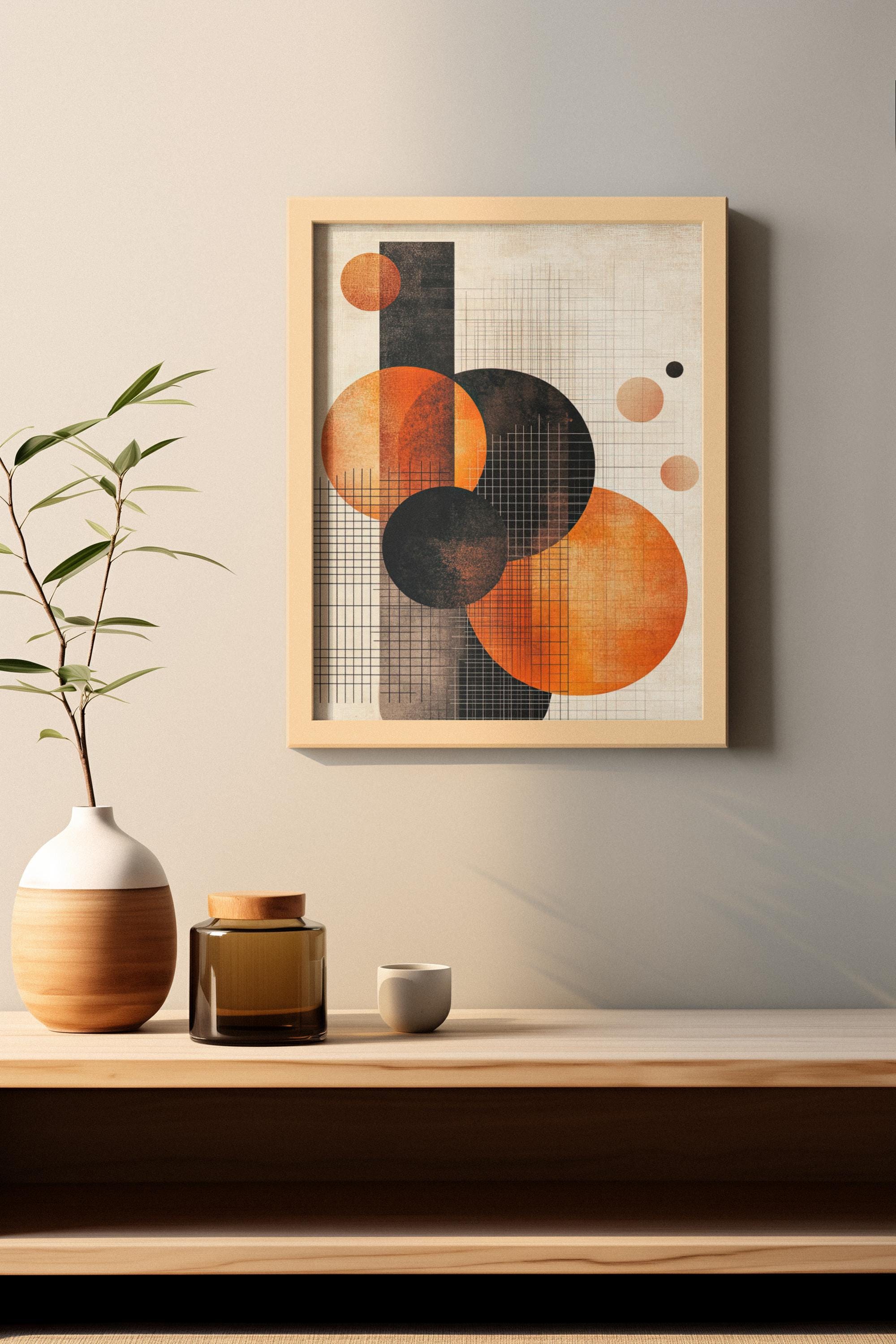 Geometric Abstract Art Print - Bold Circular and Angular Design ...