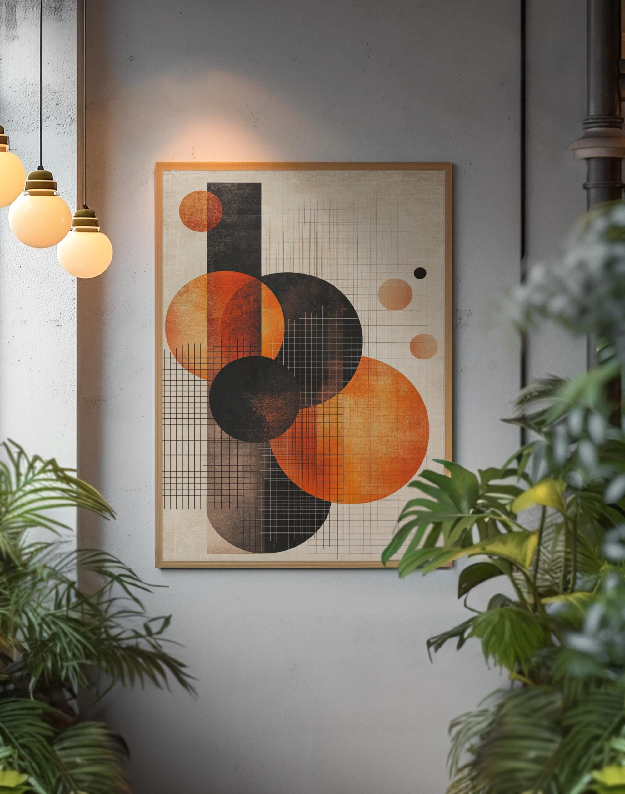 Geometric Abstract Art Print - Bold Circular and Angular Design ...