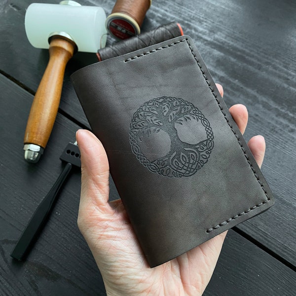 Leather passport cover with engraving tree of life | Passport holder | Cover | Handmade leather cover | Leather passport holder
