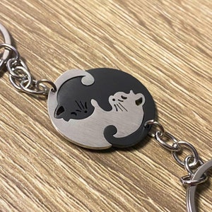 Cute Bestie Friendship Animal Cat Couple Puzzle Connect Keychain Charm Best Friend Keychain Matching Set Gift For Her For Him BFF