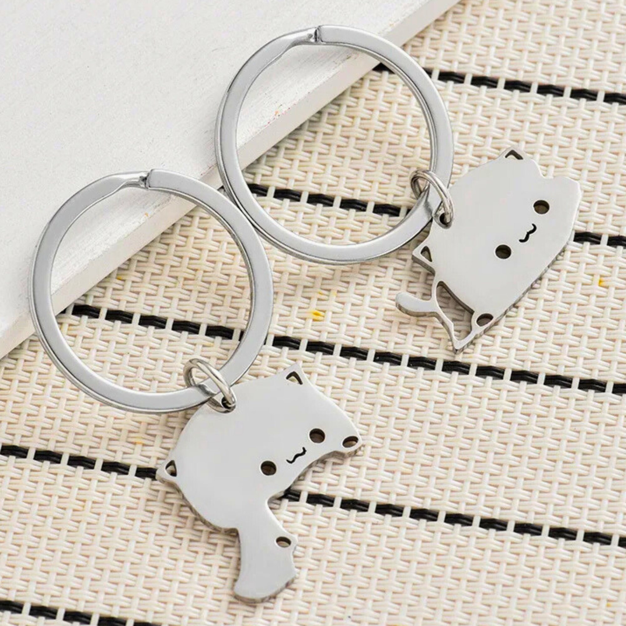 Matching Keychains for Friendship Keychain Mitao Cat Peach Goma