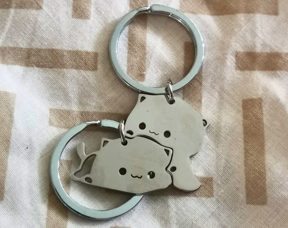 Bubu Dudu Matching Keychains for Couples Keychain Mitao Cat Peach and