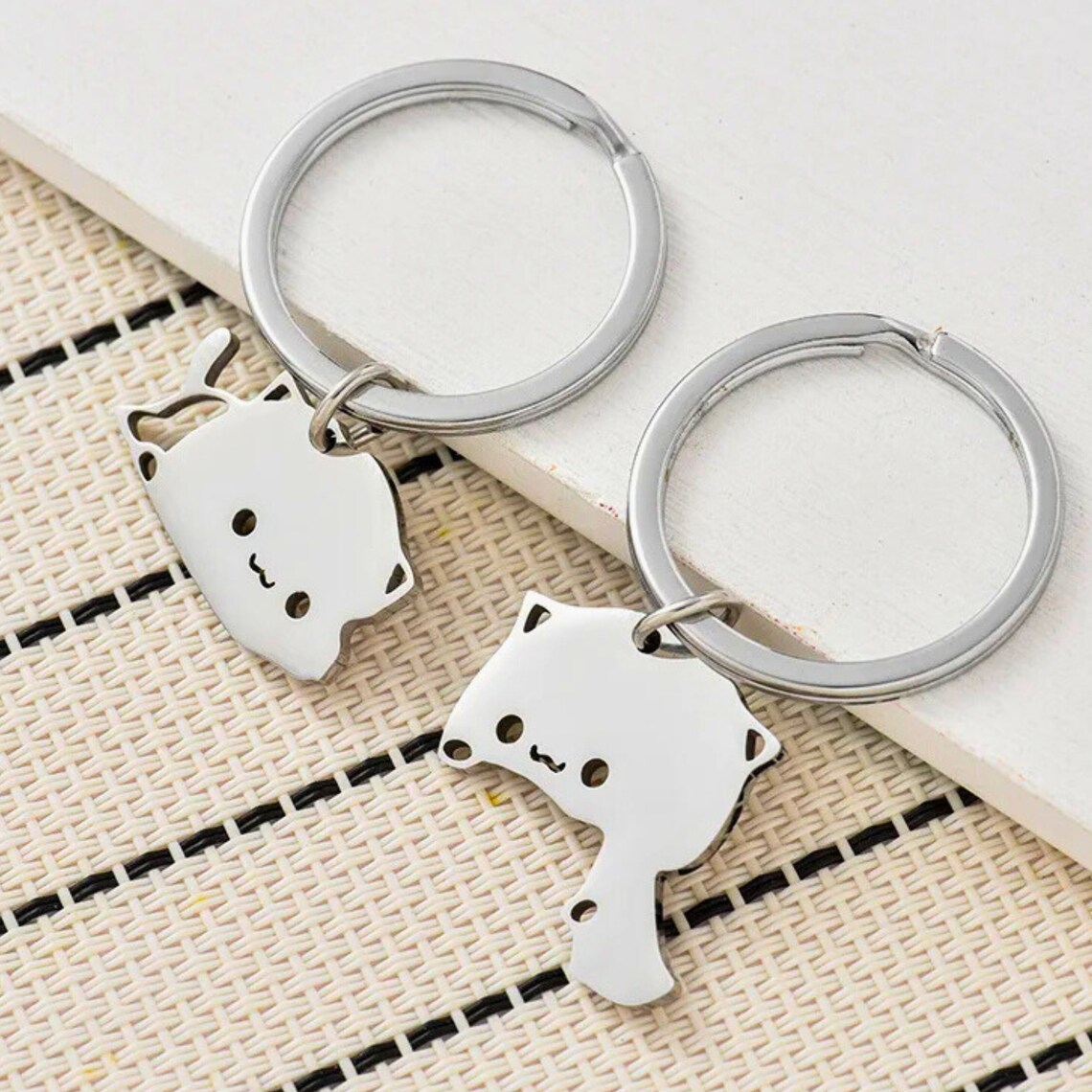 Matching Keychains for Friendship Keychain Mitao Cat Peach Goma