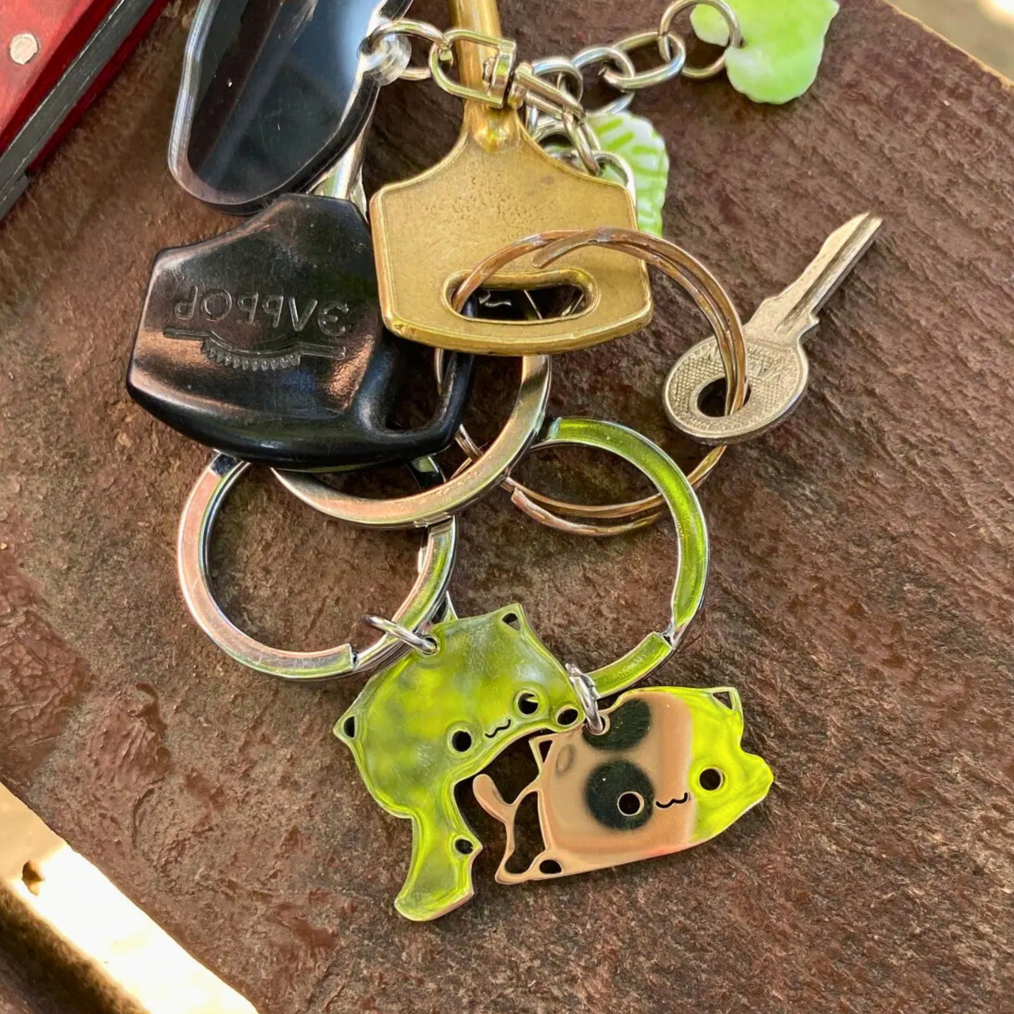 Matching Keychains for Friendship Keychain Mitao Cat Peach Goma