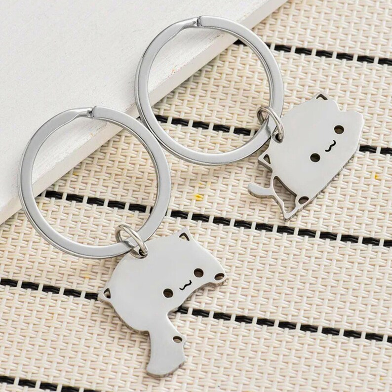 Matching Keychains for Couples Keychain Mitao Cat Peach and Goma