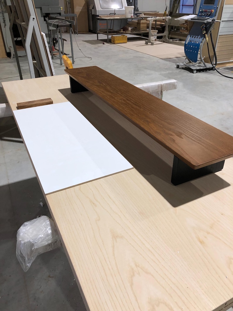 Desk Shelf Monitor Stand, Desk Monitor Riser wood, wooden Monitor Shelf image 7