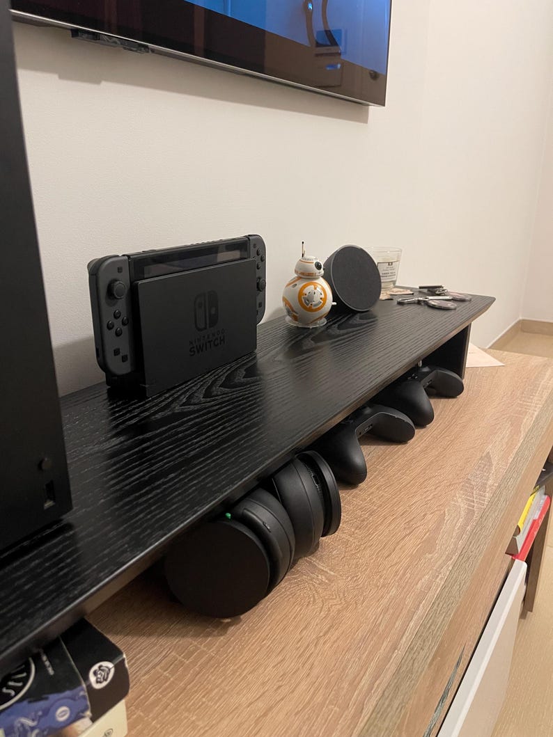 Desk Shelf Monitor Stand, Desk Monitor Riser wood, wooden Monitor Shelf image 9