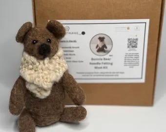 Bonnie Bear Needle Felting Kit, Make Your Own Teddy Bear with Rare Breed British Wool, Craft Kit UK, Felting Supplies