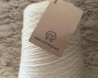 Natural Romney Wool Yarn Cone - 100% British Wool - Undyed Yarn for Knitting, Weaving & Dyeing