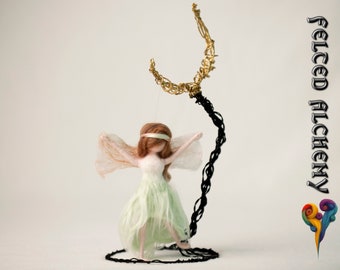 Moonlight Dancer woman - needle felted doll with a stand