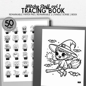 Tracing Book | Compatible with Kindle Scribe, Remarkable, Boox, Supernote | Cute Witch Stuff V1 | Digital Download | Hyperlinked PDF