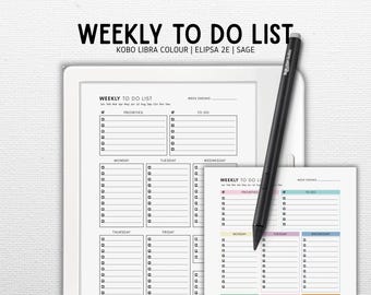 Weekly To Do List | for Kobo Libra Colour, Elipsa 2E, Sage | Undated 52 Pages | Weekly Planner | Digital Download | PDF