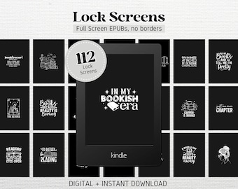 112 Bookish Lock Screens for Kindle FULL SCREEN Screensaver | Kindle Wallpaper | Digital Download | EPUB no borders