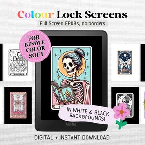 26 låsskärmar för Kindle Colorsoft HELSKRÄMSskärmsläckare | Kindle-bakgrundsbild | Tarotläsare | EPUB utan gränser