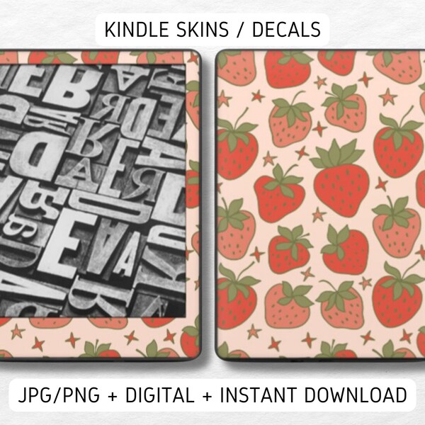 Kindle Skin Decal Case Inserts Strawberry | DIGITAL DOWNLOAD PNG