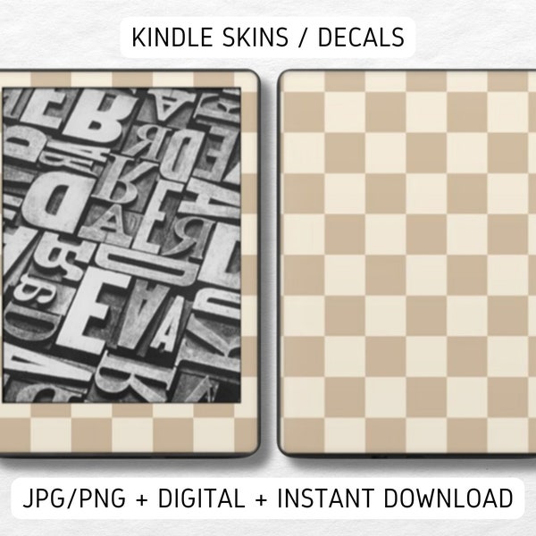 Kindle Skin Decal Case Inserts Checkered Neutral Beige | DIGITAL DOWNLOAD PNG