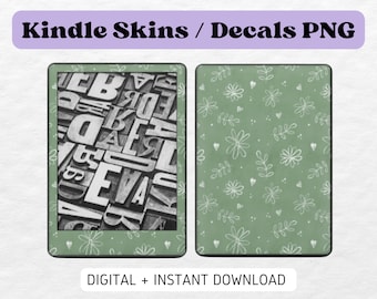 Kindle Skin Decal Case Inserts Sage Green Floral | DIGITALE DOWNLOAD PNG