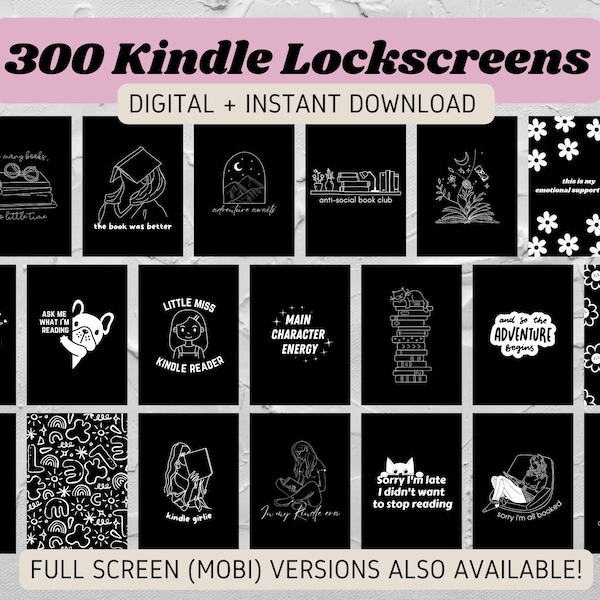 300 Kindle Lockscreen Paperwhite Vergrendelscherm Screensaver Wallpaper Digitale download Aangepaste Epub Volledig scherm MOBI beschikbaar