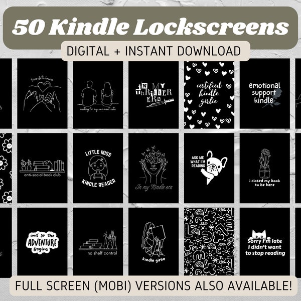 50 Kindle Lockscreen Paperwhite Lock screen Screensaver Wallpaper Digital Download Custom Epub Full Screen MOBI available