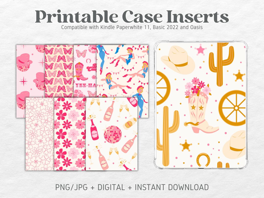 Kindle Printable Cardstock Clear Case Inserts | Retro Cowgirl Vol 1 ...